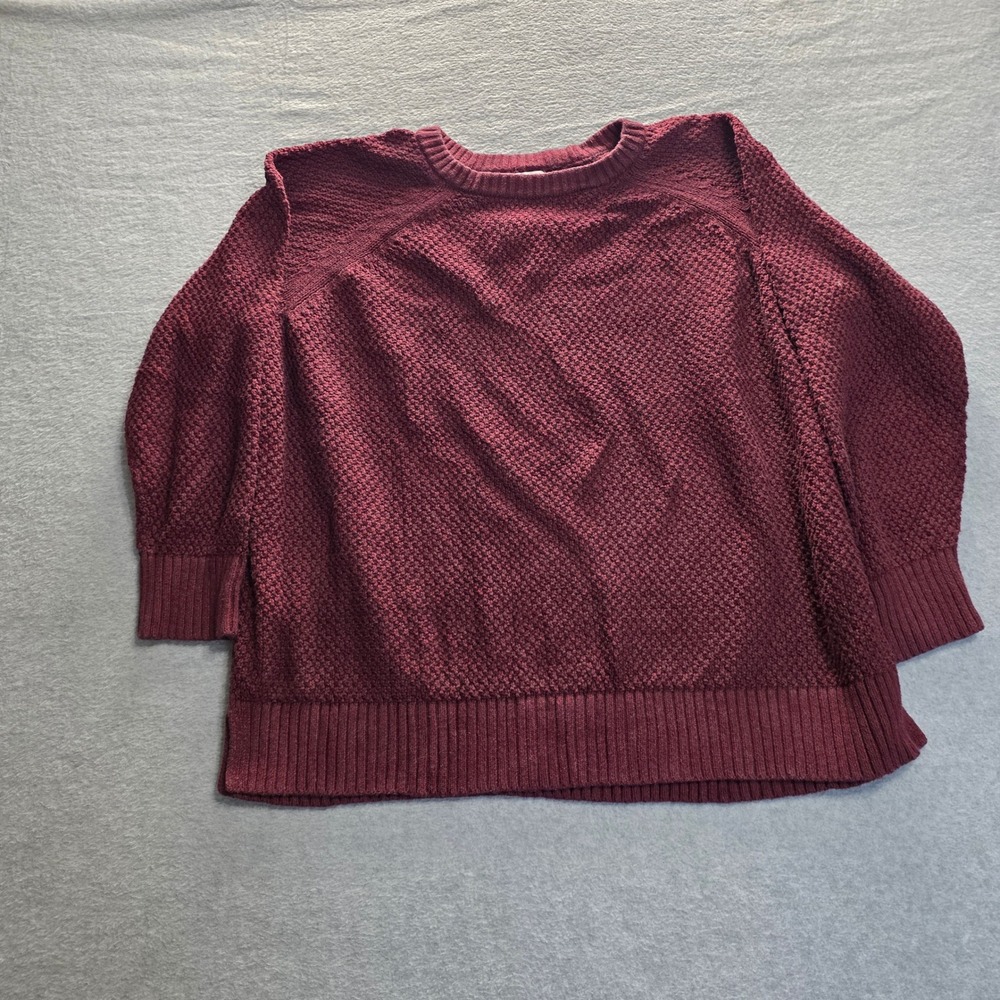 Old Navy Womens Burgundy Textured Knit Raglan Sweater Maroon‎ Cotton Blend Large